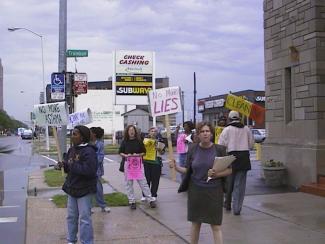 Mary Beth Doyle protesting